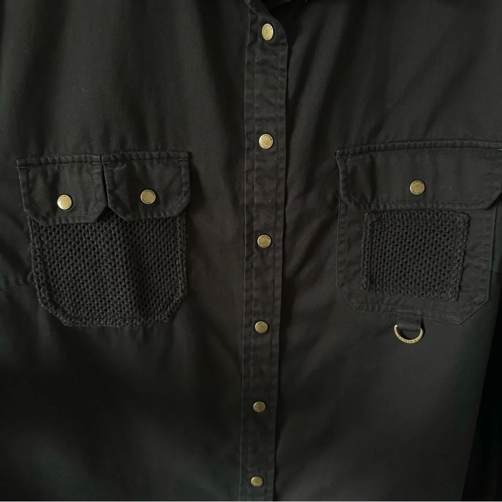 Ralph Lauren Safari Outfitters Black Snap Button Up Shirt Women's 2X Vintage - Picture 5 of 15